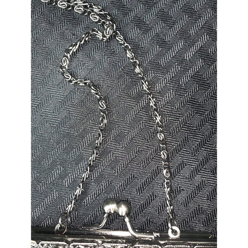 Purse Evening Bag Vintage Silver Embroidered Rhinestones Prom Wedding Formal - Picture 5 of 16